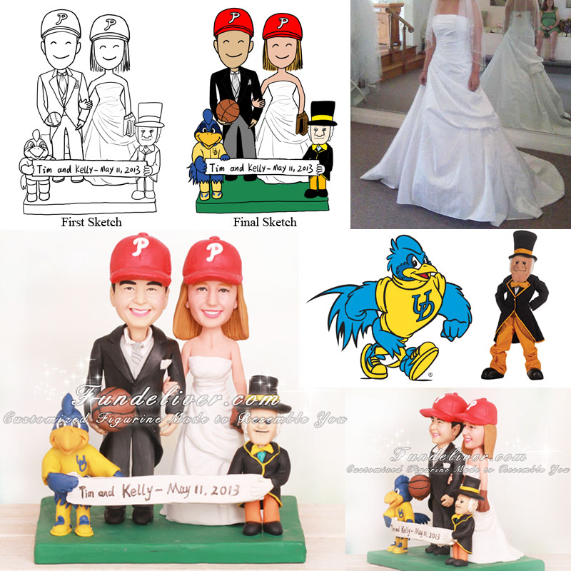 YouDee and Demon Deacon Wedding Cake Toppers